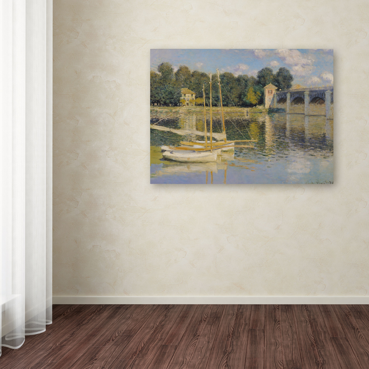 Claude Monet 'The Bridge At Argenteuil' Canvas Wall Art 35 X 47