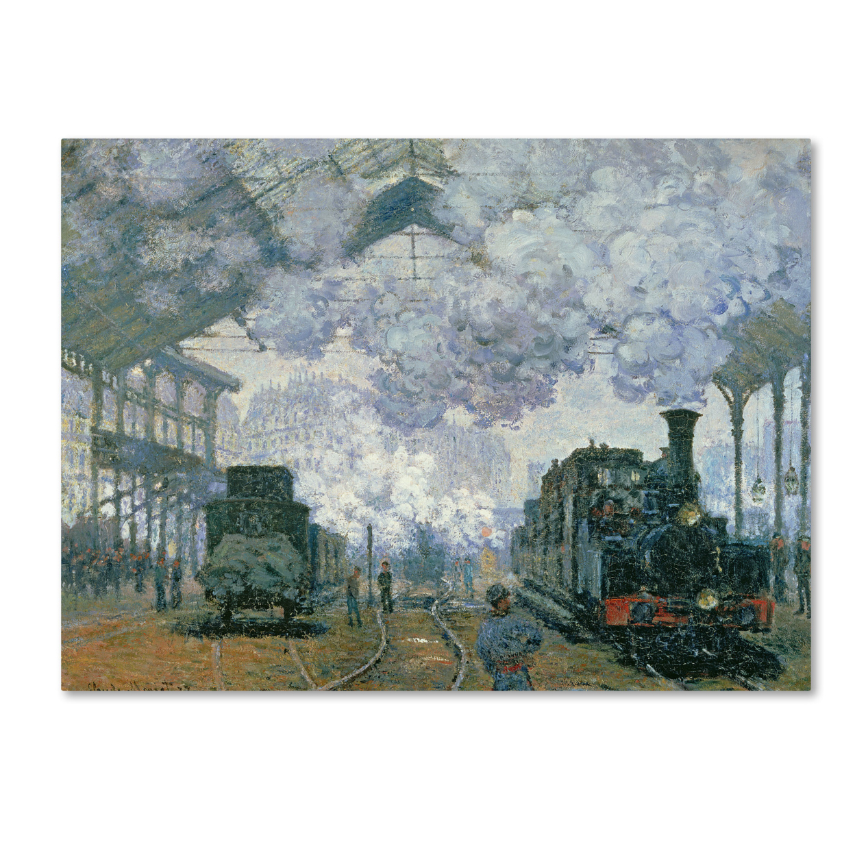 Claude Monet 'Gare Saint-Lazare Arrival Of A Train' Canvas Wall Art 35 X 47