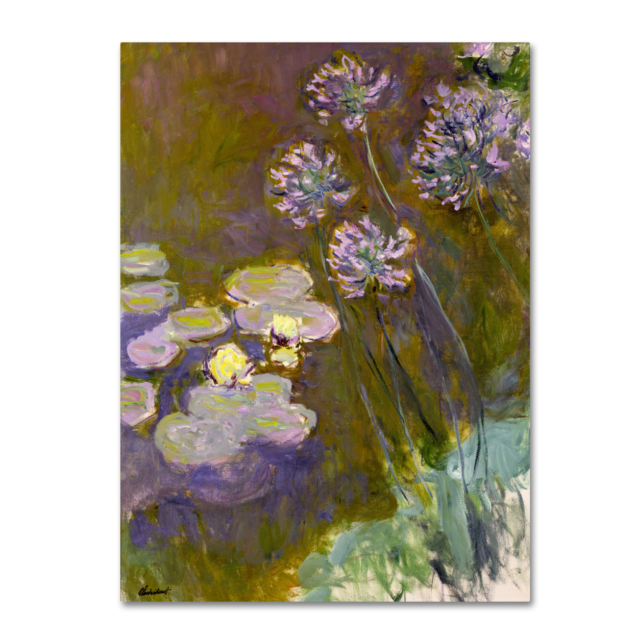 Claude Monet 'Waterlilies And Agapanthus' Canvas Wall Art 35 X 47
