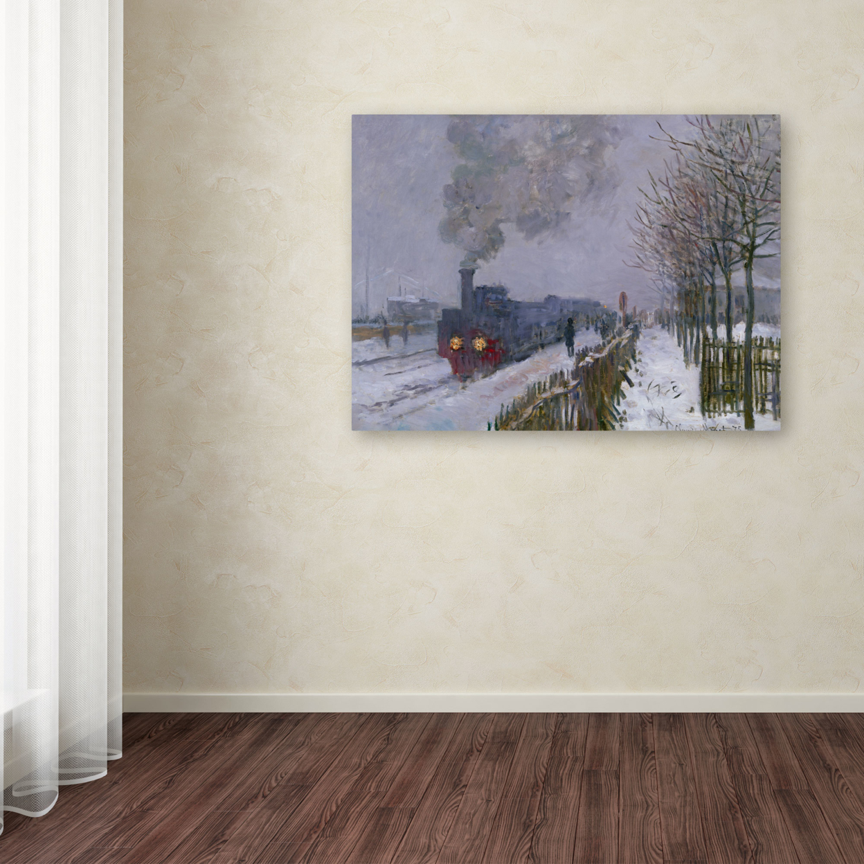 Claude Monet 'Train In The Snow' Canvas Wall Art 35 X 47
