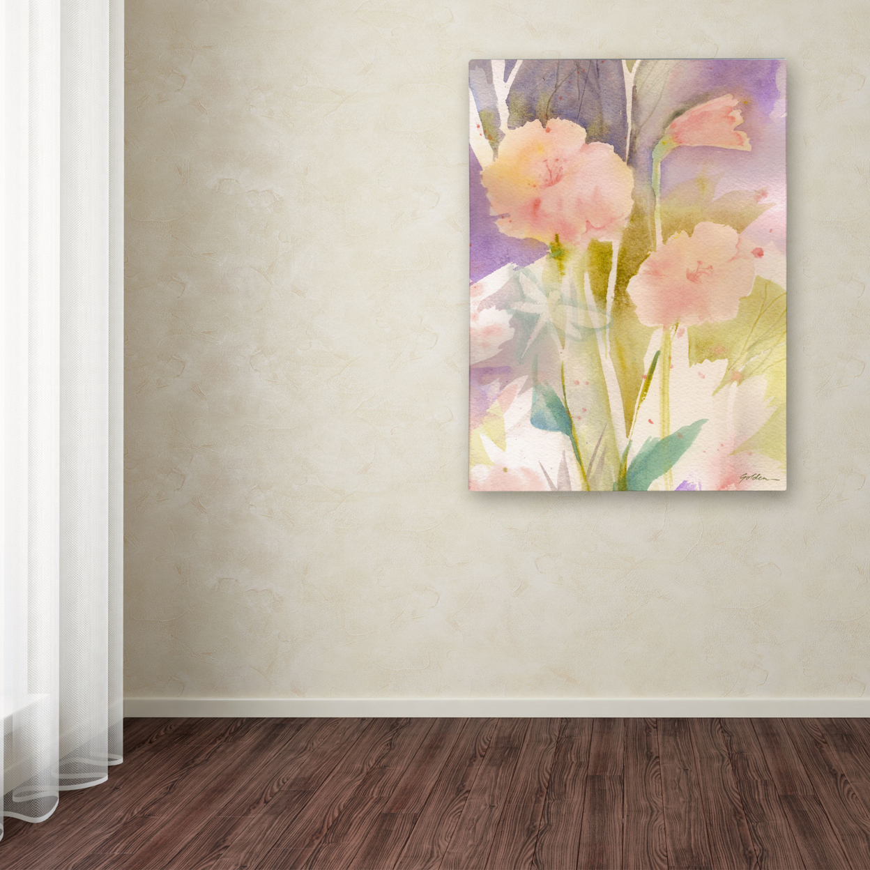 Sheila Golden 'Pink Dragonfly Shadows' Canvas Wall Art 35 X 47