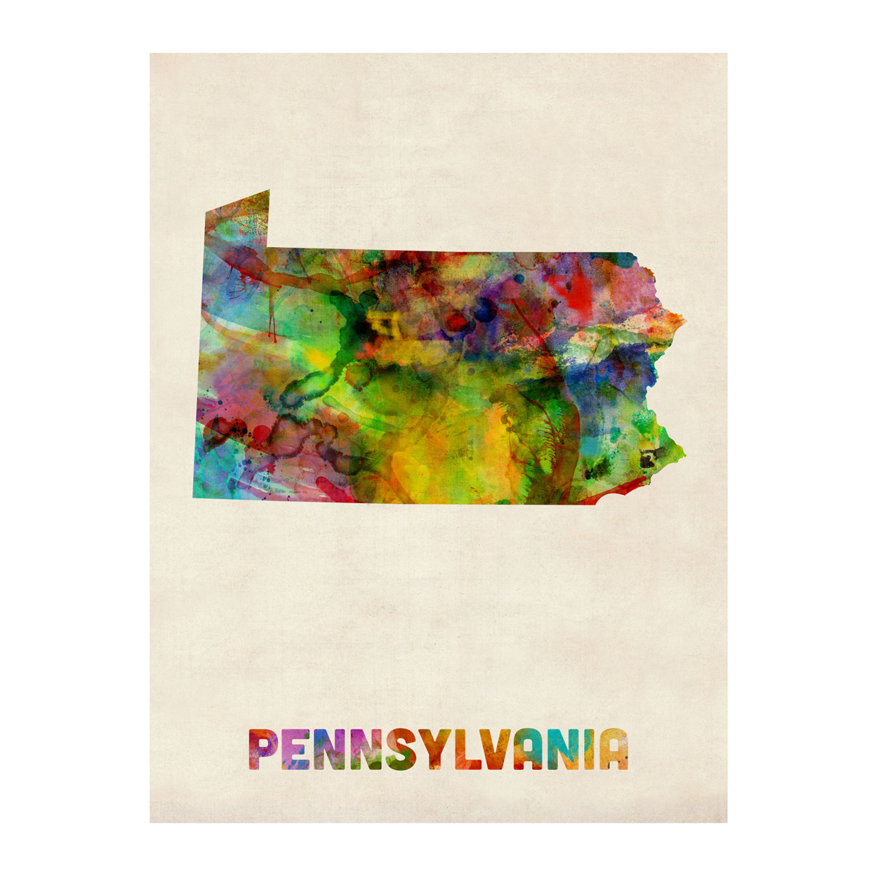 Michael Tompsett 'Pennsylvania Map' Canvas Wall Art 35 X 47