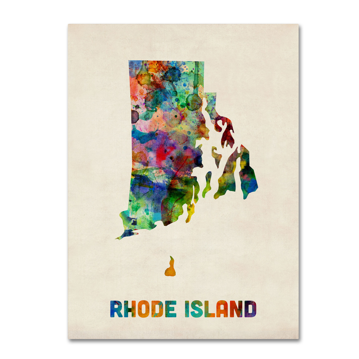 Michael Tompsett 'Rhode Island Map' Canvas Wall Art 35 X 47