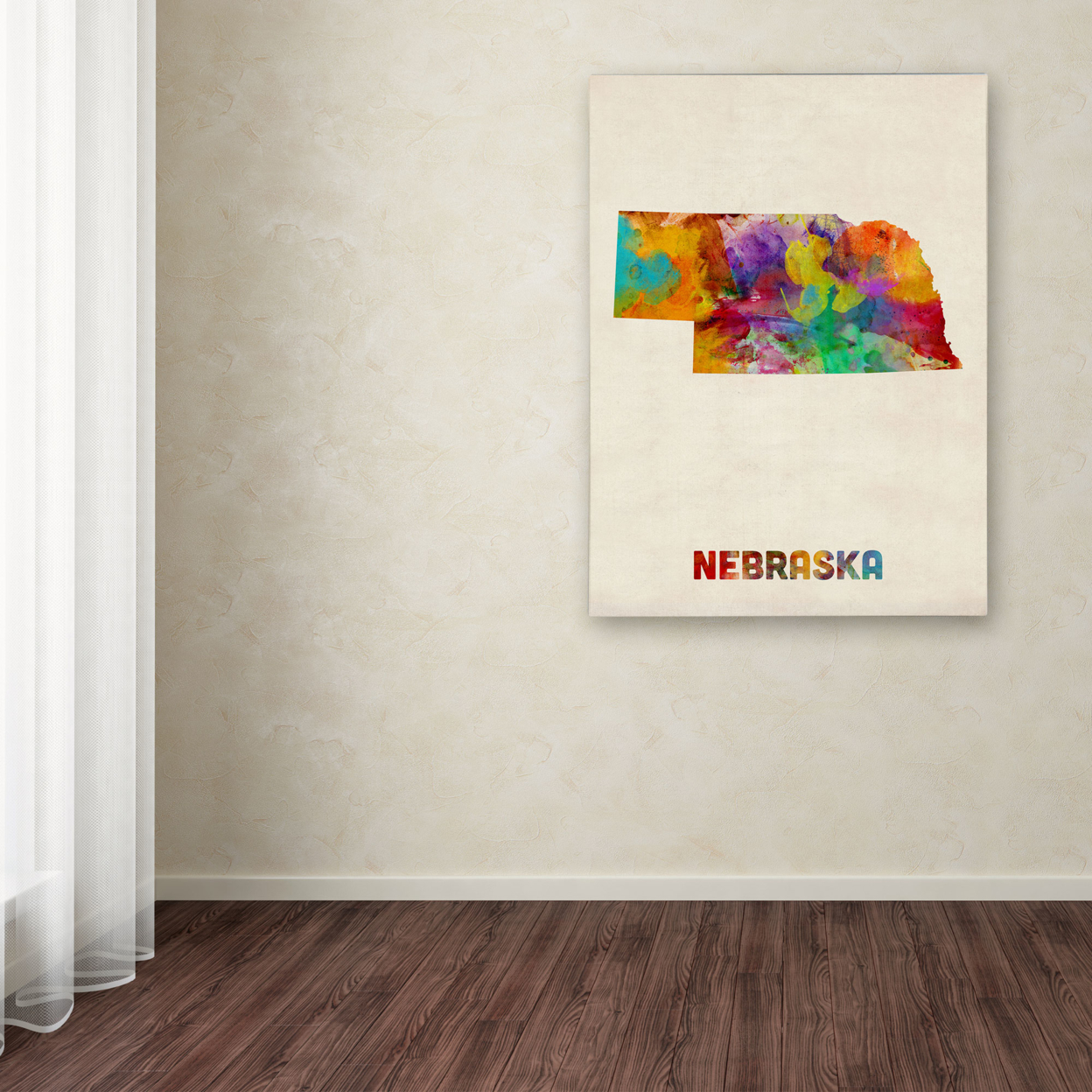 Michael Tompsett 'Nebraska Map' Canvas Wall Art 35 X 47