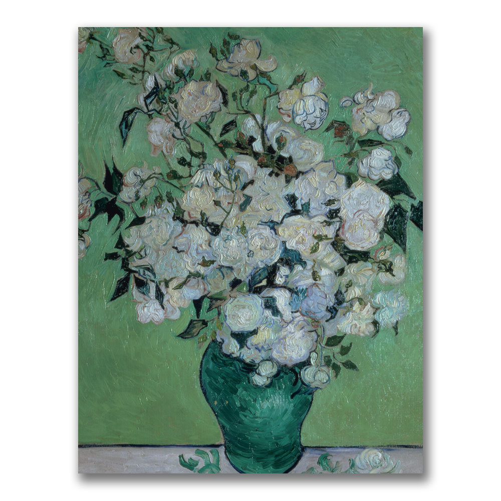 Vincent Van Gogh 'Vase Of Roses' Canvas Wall Art 35 X 47 Inches