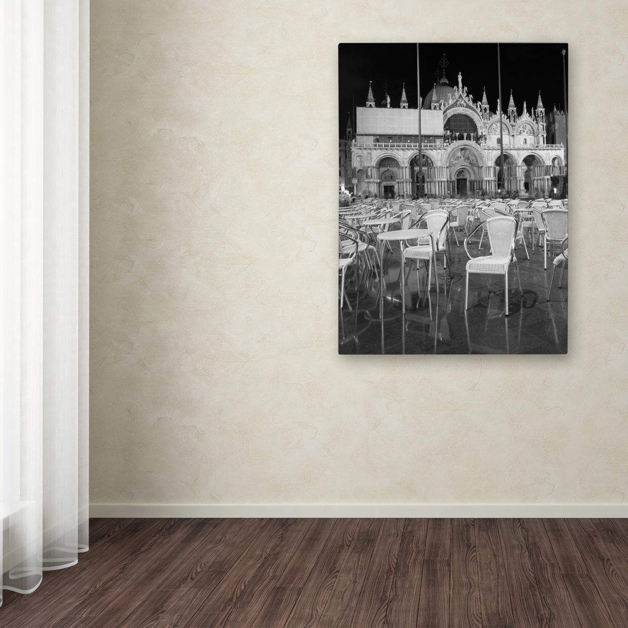 Moises Levy 'Chairs In San Marco' Canvas Wall Art 35 X 47 Inches