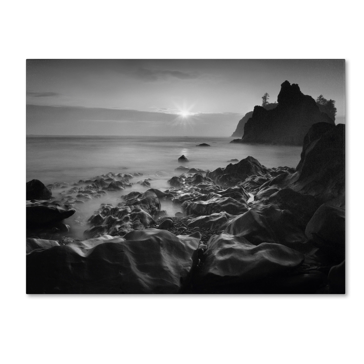 Moises Levy 'Sunset At Ruby Beach' Canvas Wall Art 35 X 47 Inches