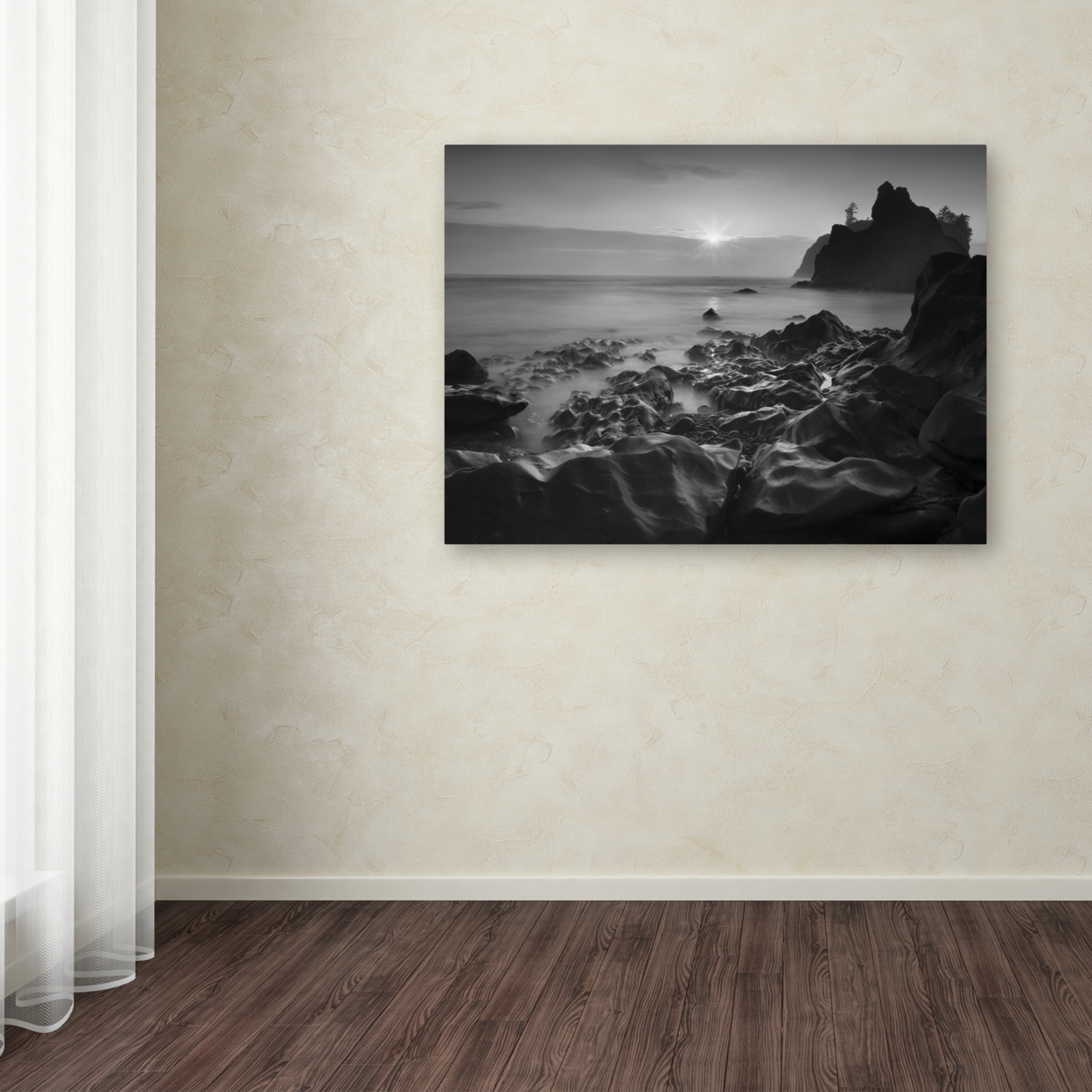 Moises Levy 'Sunset At Ruby Beach' Canvas Wall Art 35 X 47 Inches