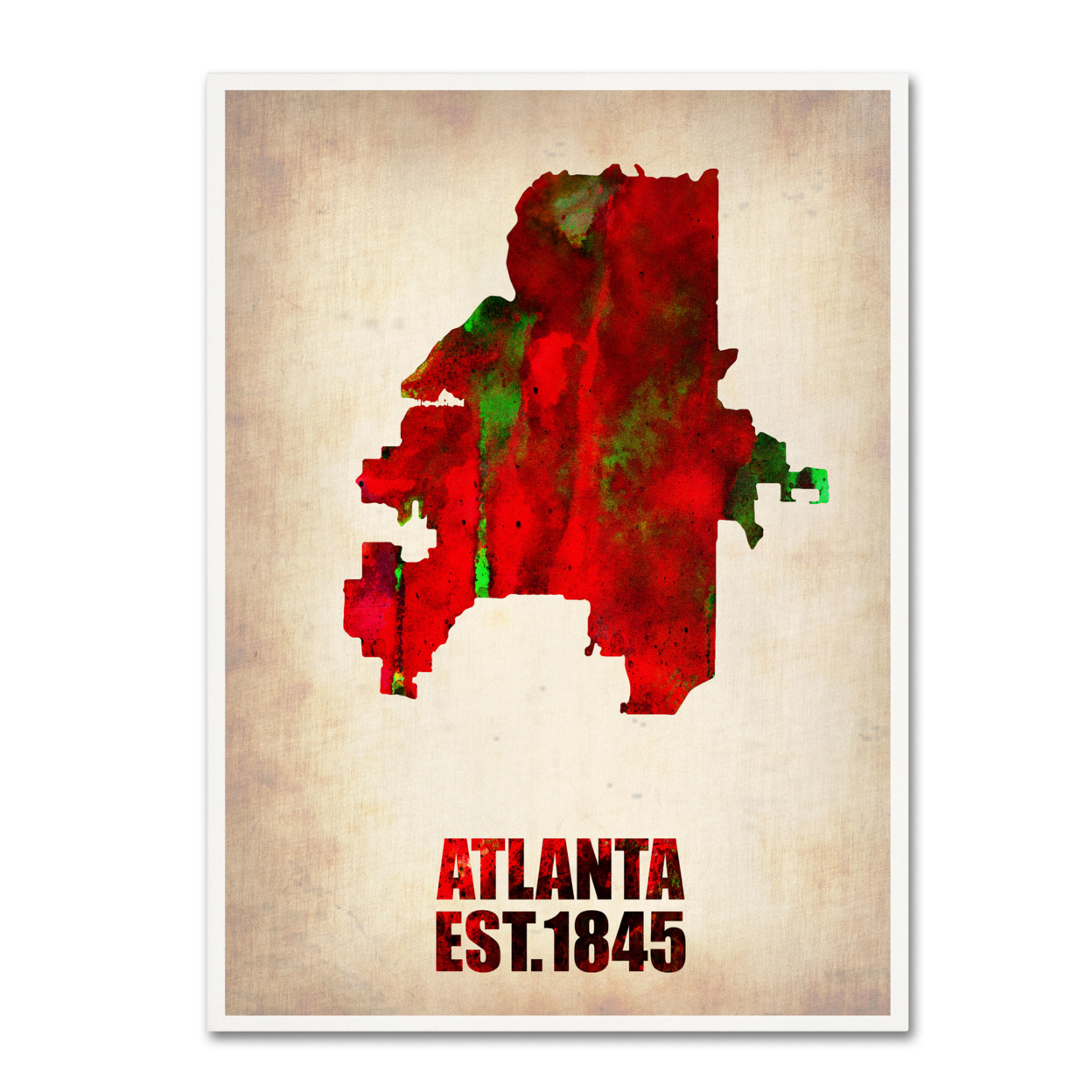 Naxart 'Atlanta Watercolor Map' Canvas Wall Art 35 X 47 Inches