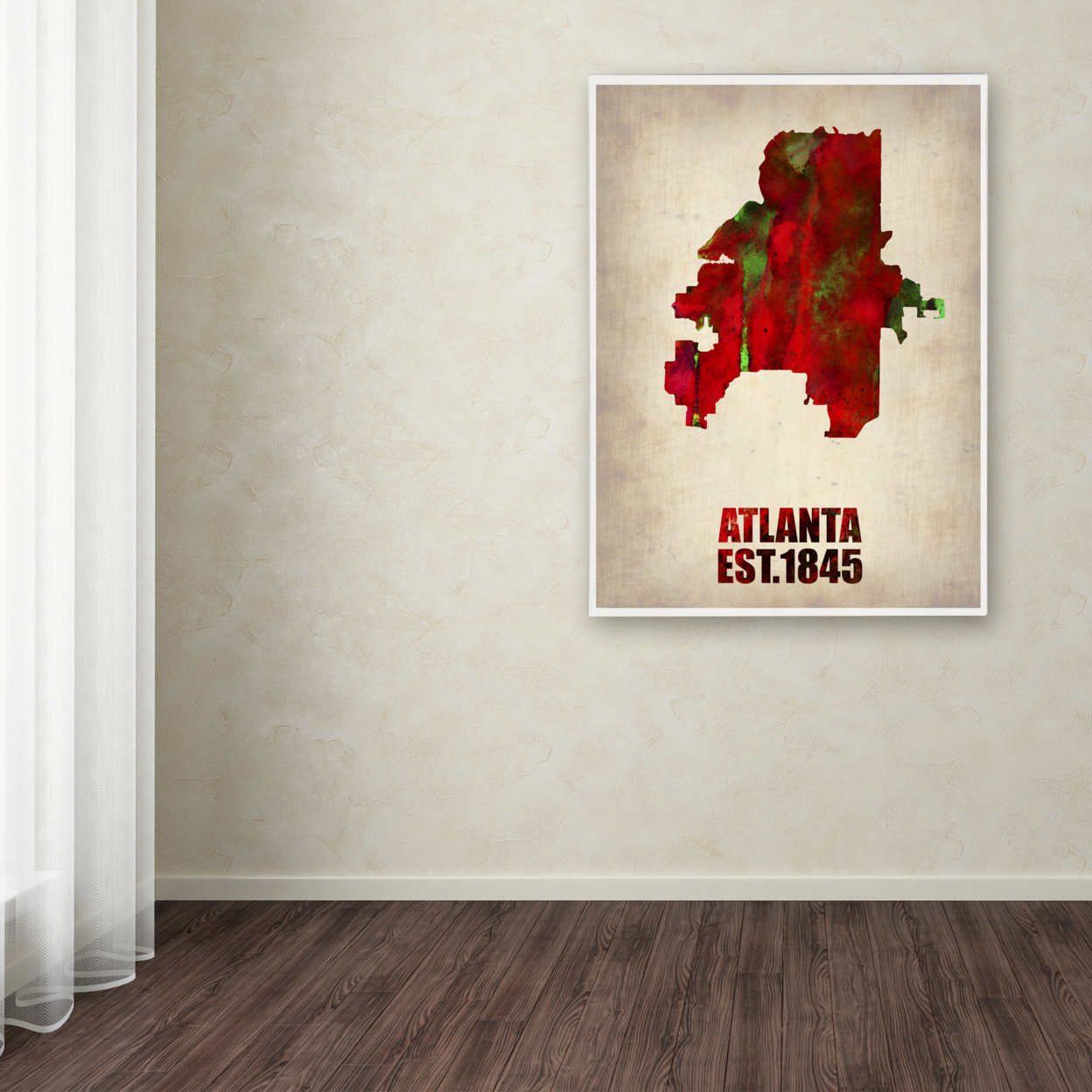 Naxart 'Atlanta Watercolor Map' Canvas Wall Art 35 X 47 Inches