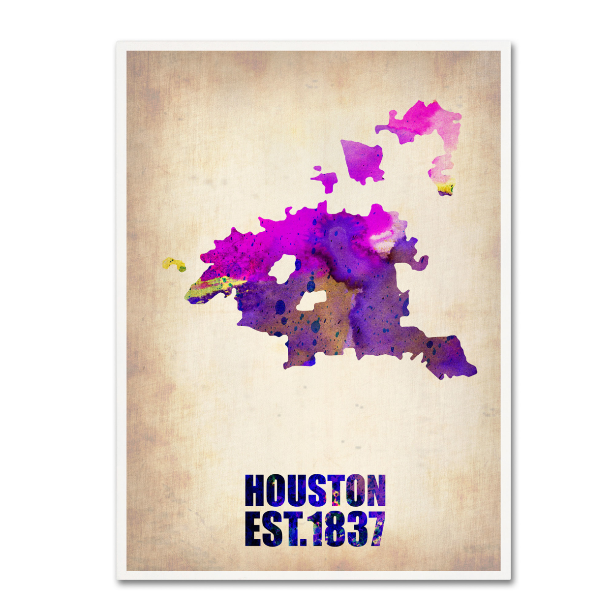 Naxart 'Houston Watercolor Map' Canvas Wall Art 35 X 47 Inches