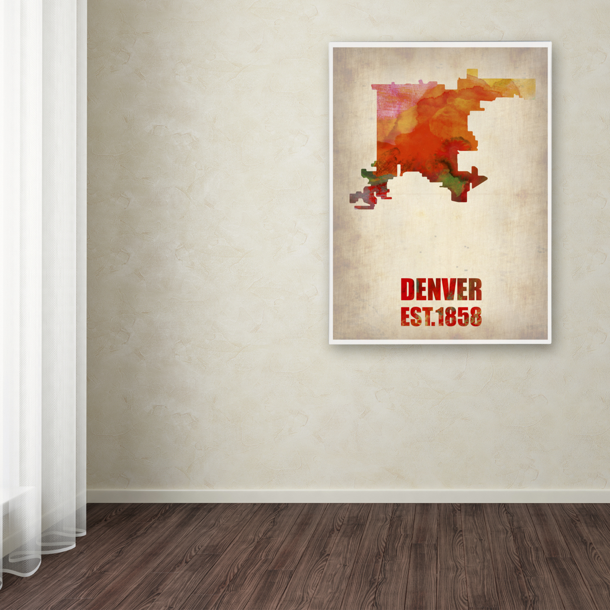 Naxart 'Denver Watercolor Map' Canvas Wall Art 35 X 47 Inches