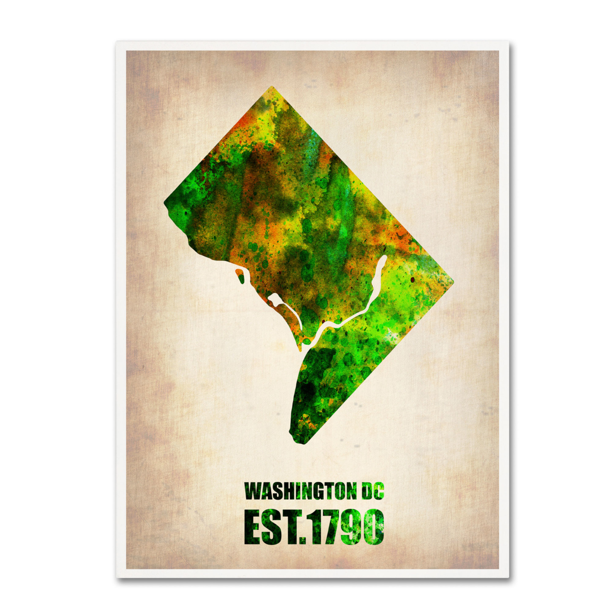 Naxart 'Washington D.C. Watercolor Map' Canvas Wall Art 35 X 47 Inches