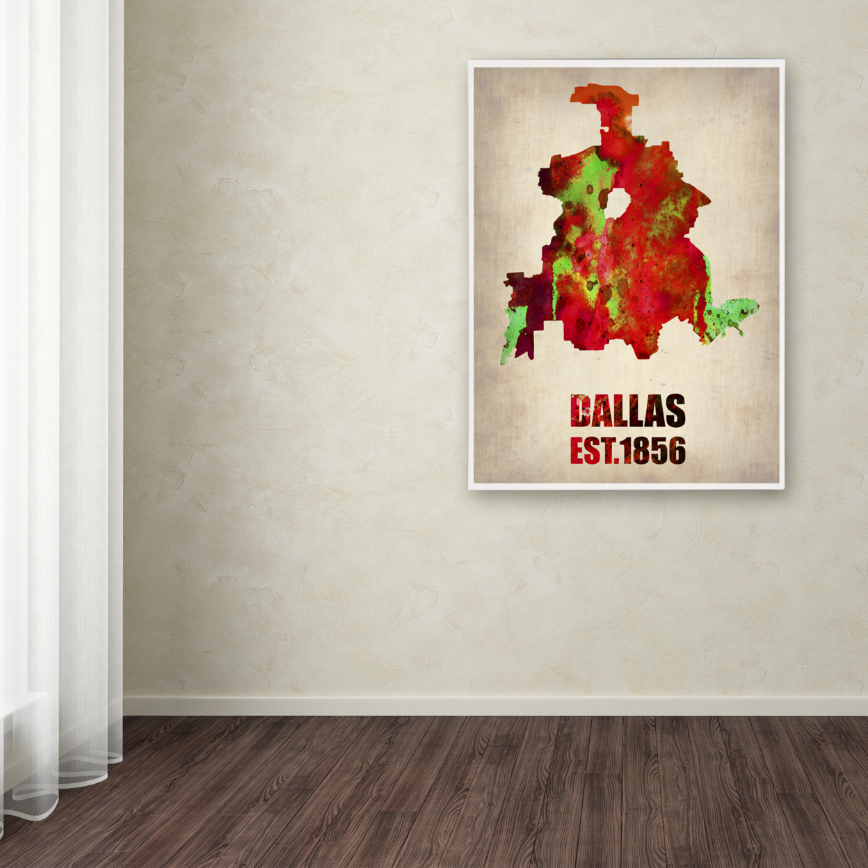 Naxart 'Dallas Watercolor Map' Canvas Wall Art 35 X 47 Inches