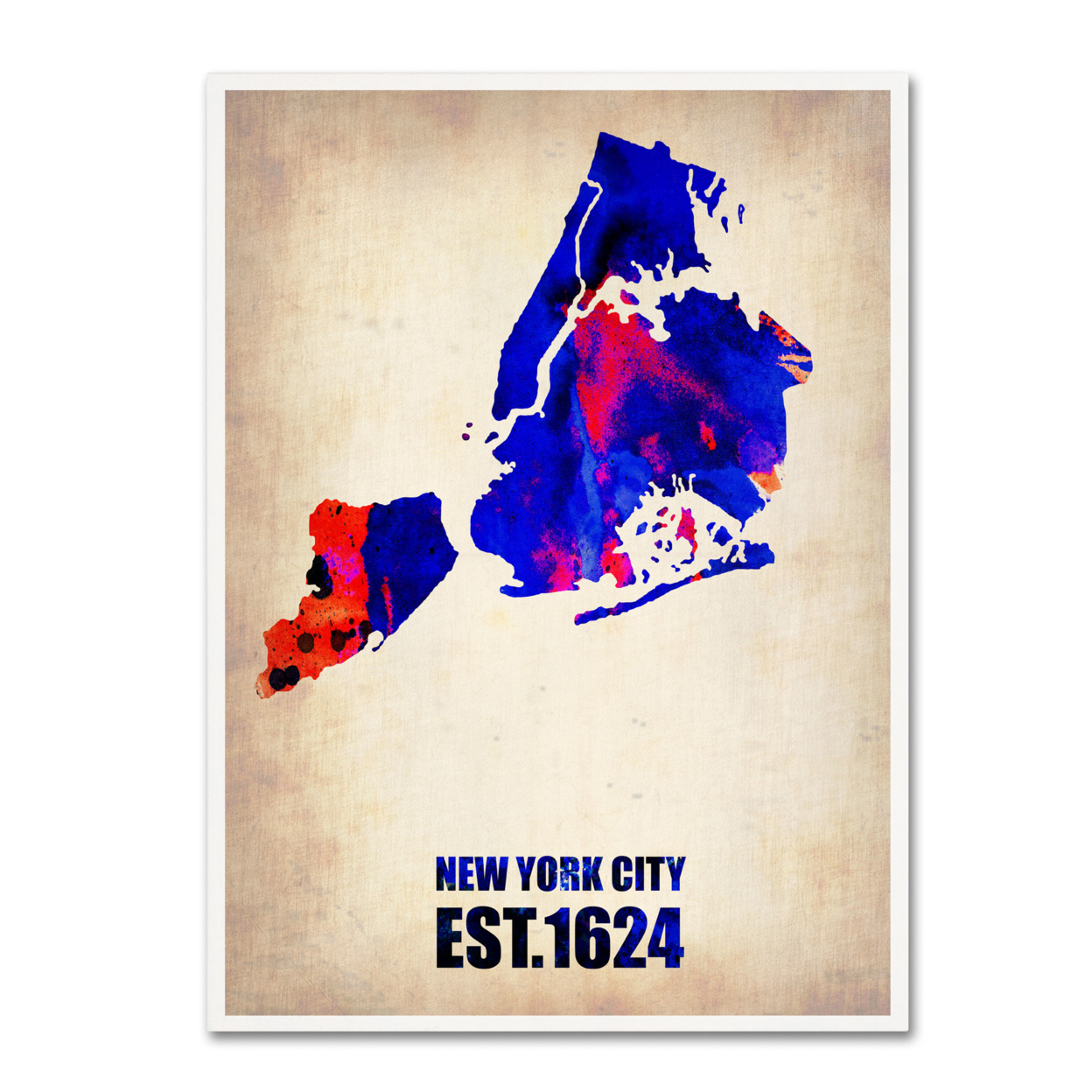 Naxart 'New York City Watercolor Map' Canvas Wall Art 35 X 47 Inches