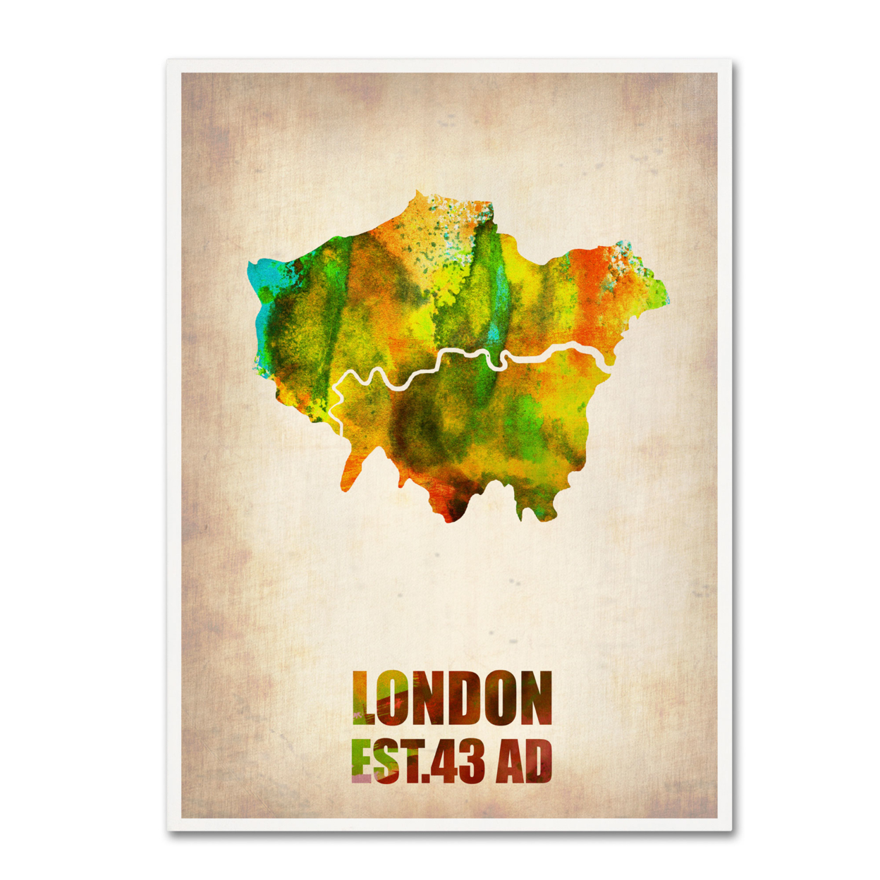 Naxart 'London Watercolor Map' Canvas Wall Art 35 X 47 Inches