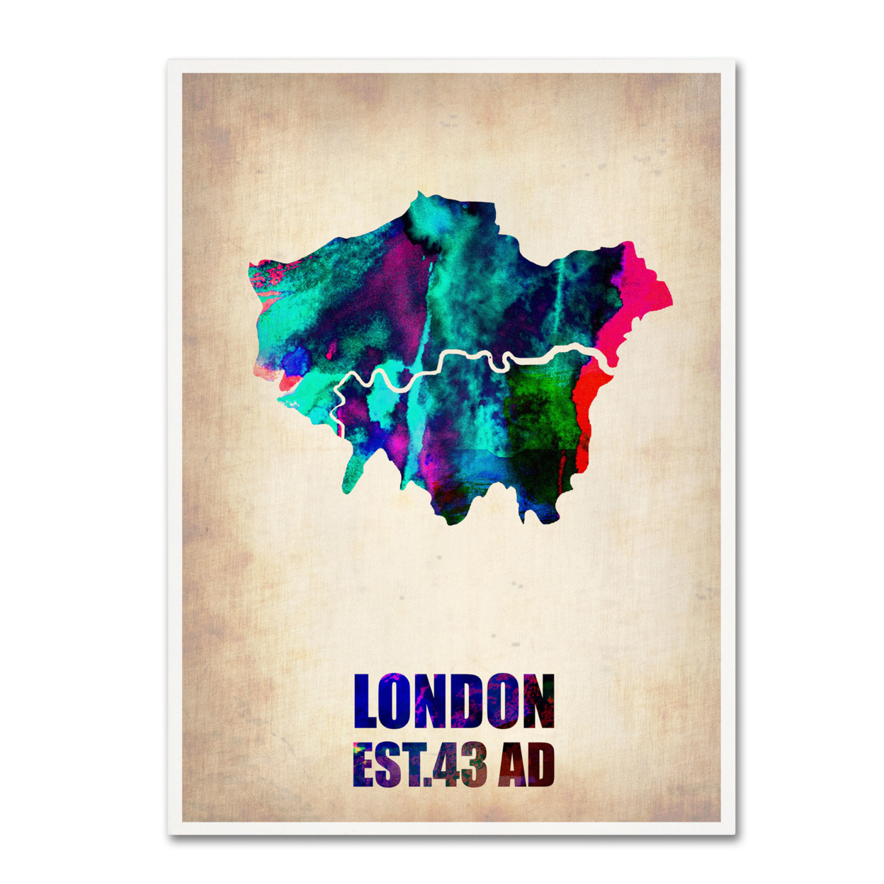 Naxart 'London Watercolor Map 2' Canvas Wall Art 35 X 47 Inches