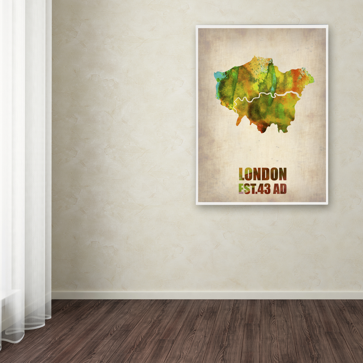 Naxart 'London Watercolor Map' Canvas Wall Art 35 X 47 Inches