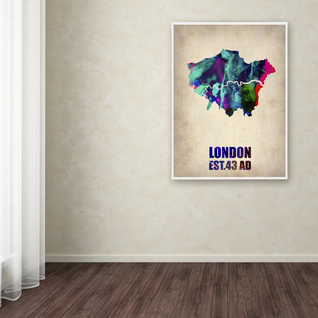 Naxart 'London Watercolor Map 2' Canvas Wall Art 35 X 47 Inches