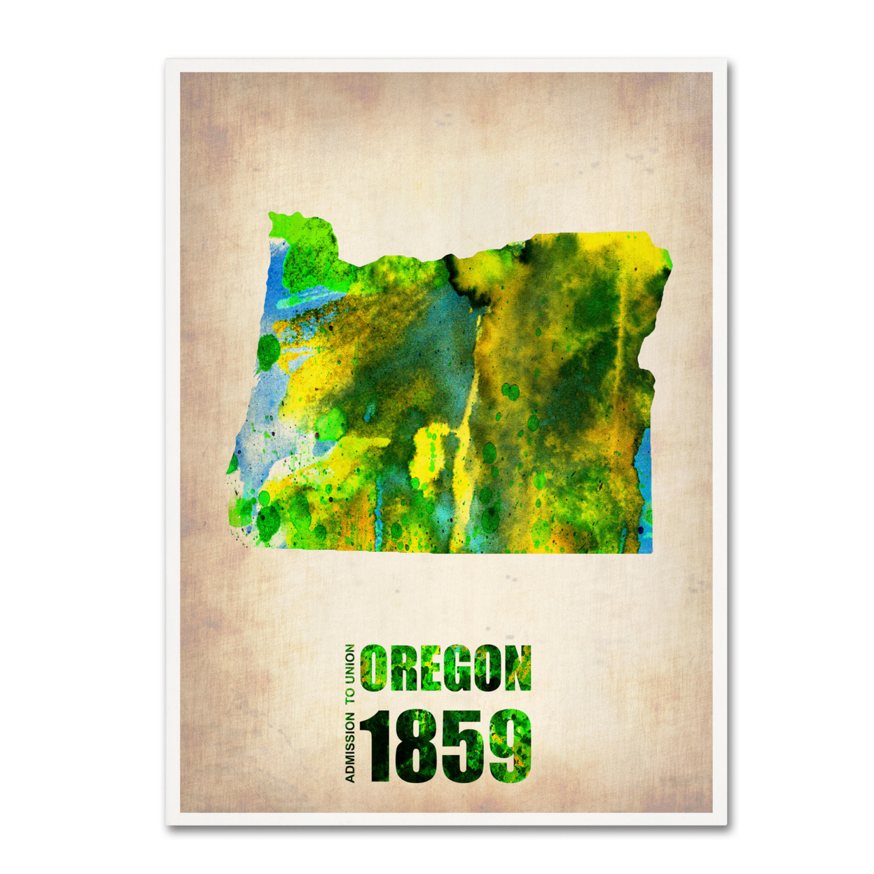 Naxart 'Oregon Watercolor Map' Canvas Wall Art 35 X 47 Inches
