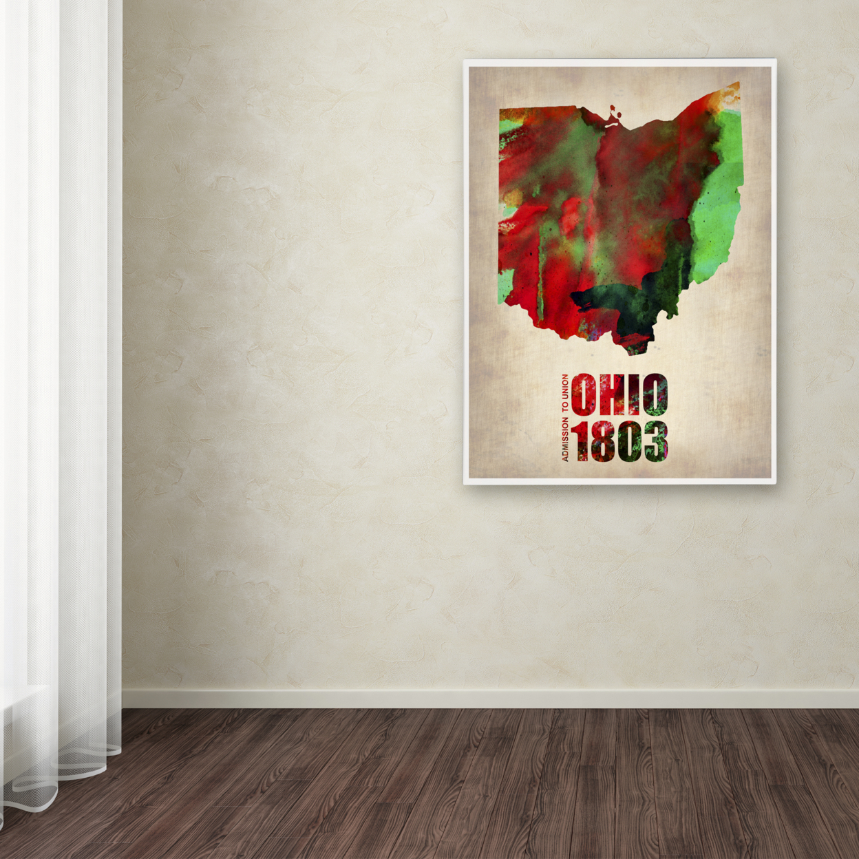 Naxart 'Ohio Watercolor Map' Canvas Wall Art 35 X 47 Inches