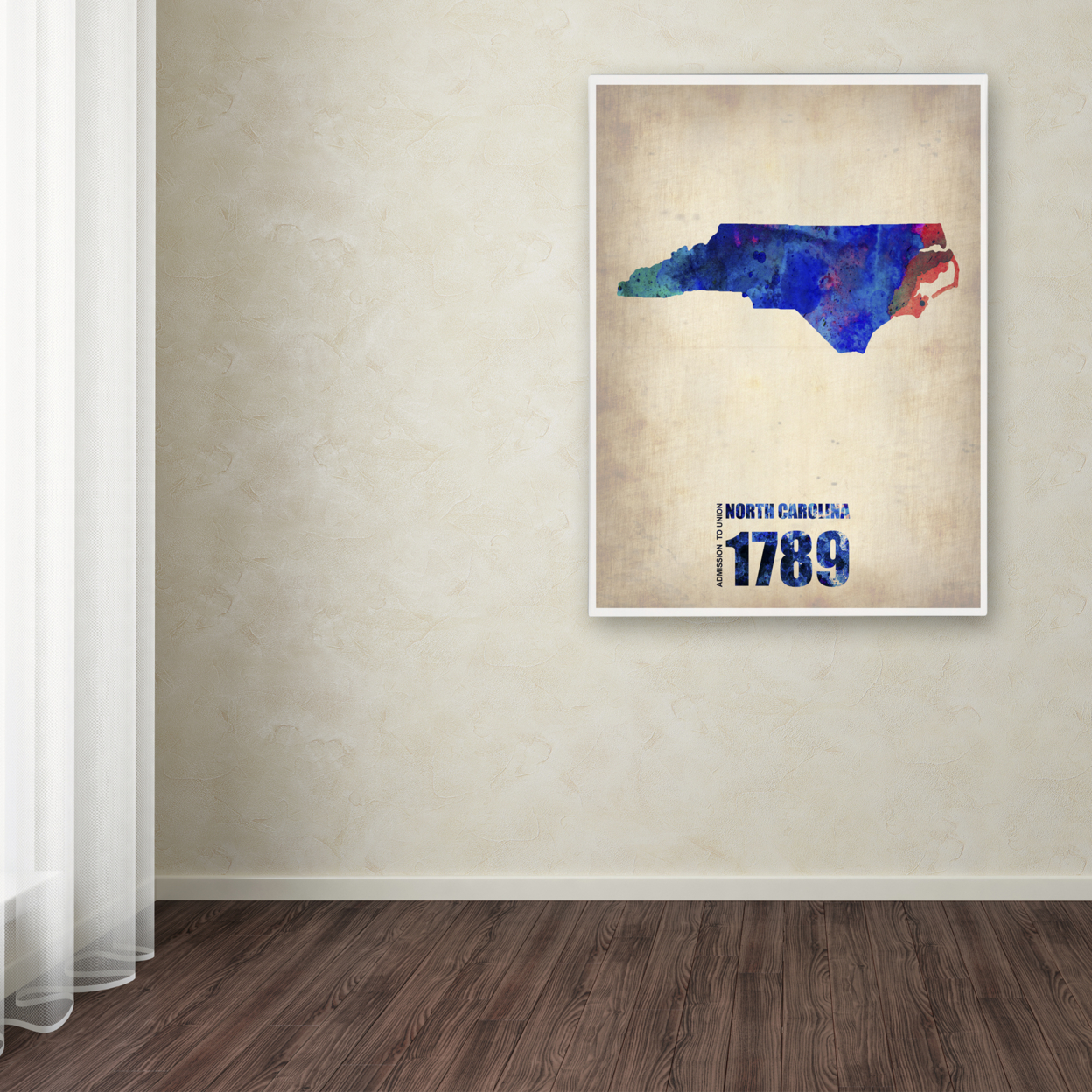 Naxart 'North Carolina Watercolor Map' Canvas Wall Art 35 X 47 Inches