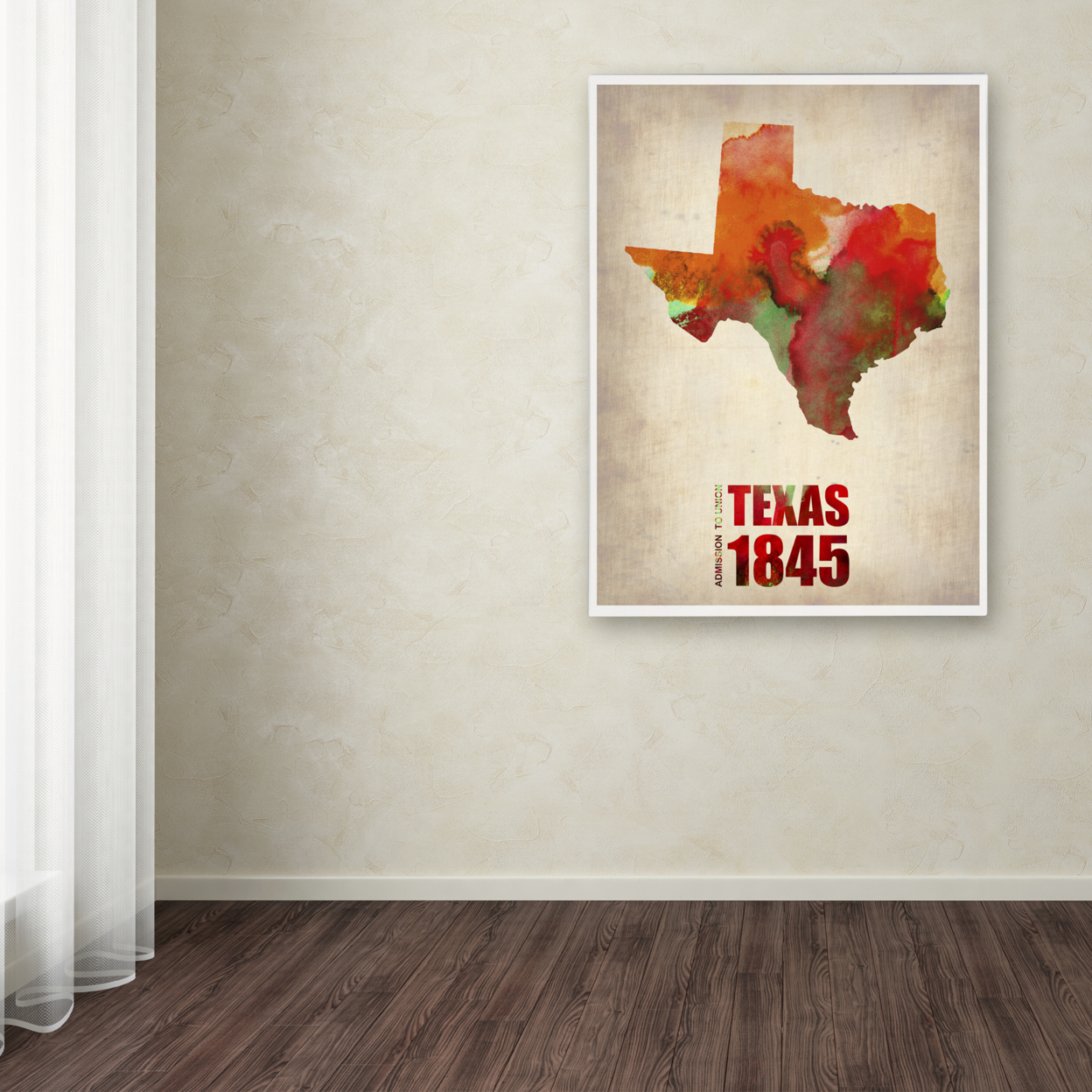Naxart 'Texas Watercolor Map' Canvas Wall Art 35 X 47 Inches