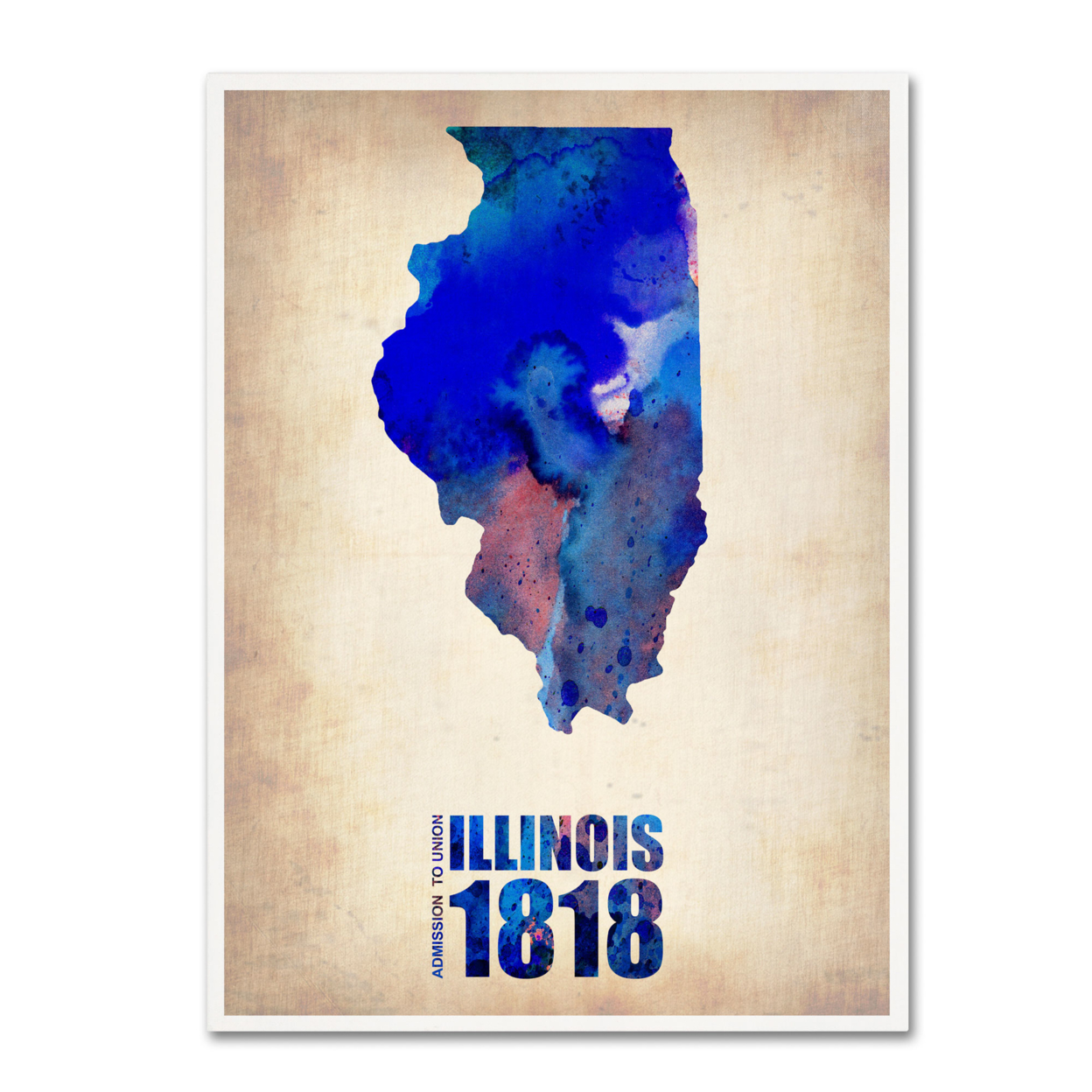 Naxart 'Illinois Watercolor Map' Canvas Wall Art 35 X 47 Inches