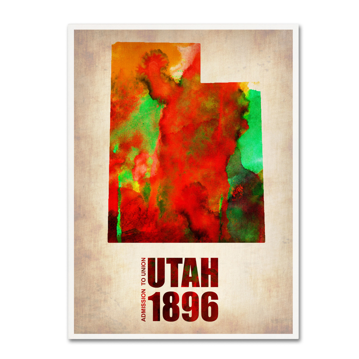 Naxart 'Utah Watercolor Map' Canvas Wall Art 35 X 47 Inches