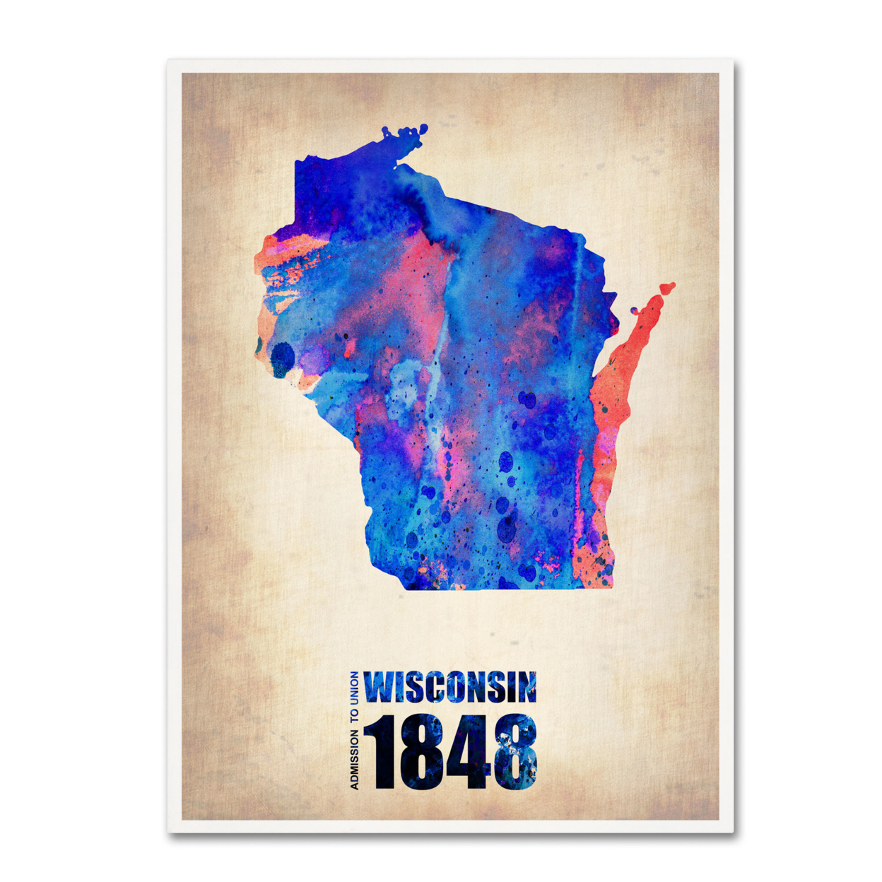Naxart 'Wisconsin Watercolor Map' Canvas Wall Art 35 X 47 Inches