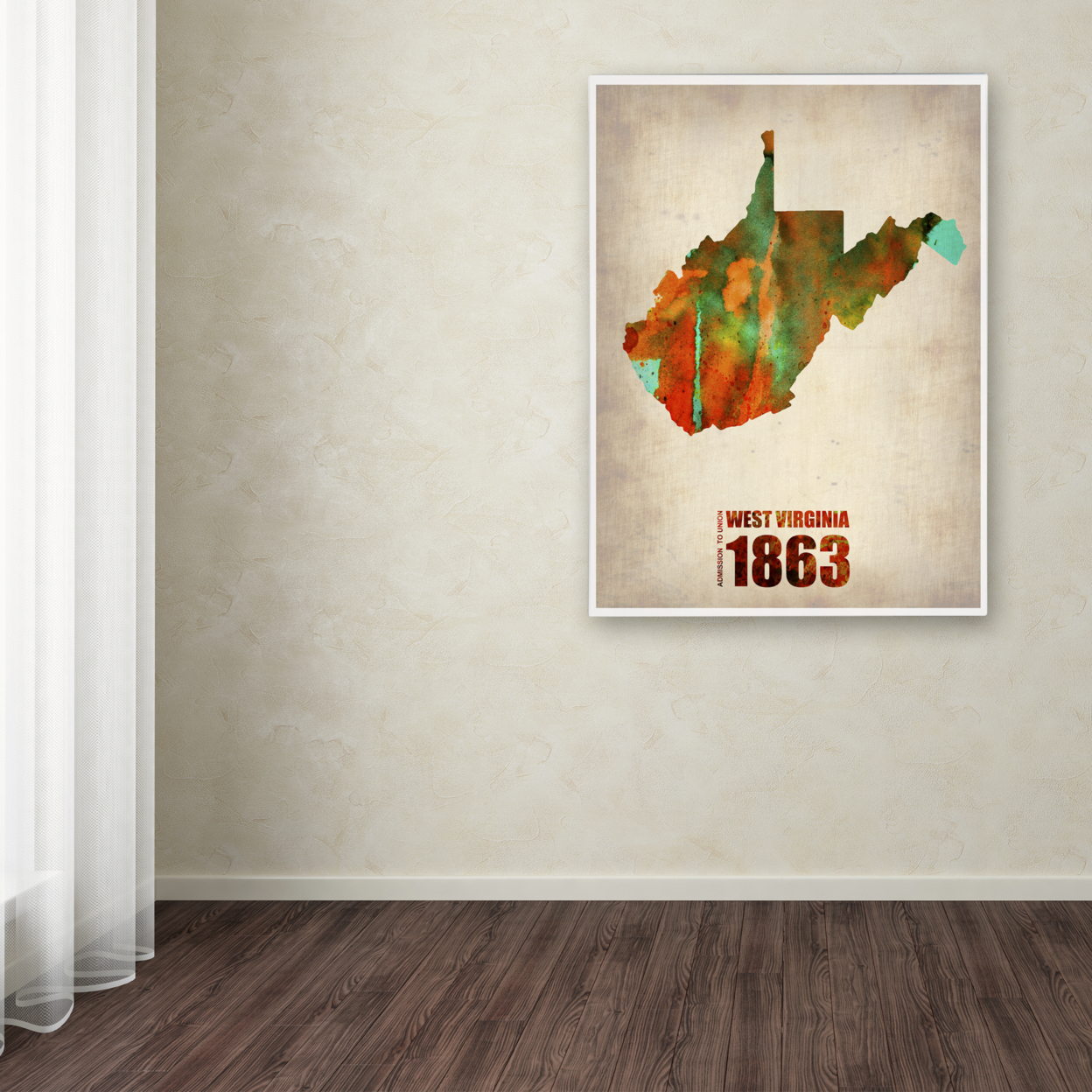 Naxart 'West Virginia Watercolor Map' Canvas Wall Art 35 X 47 Inches