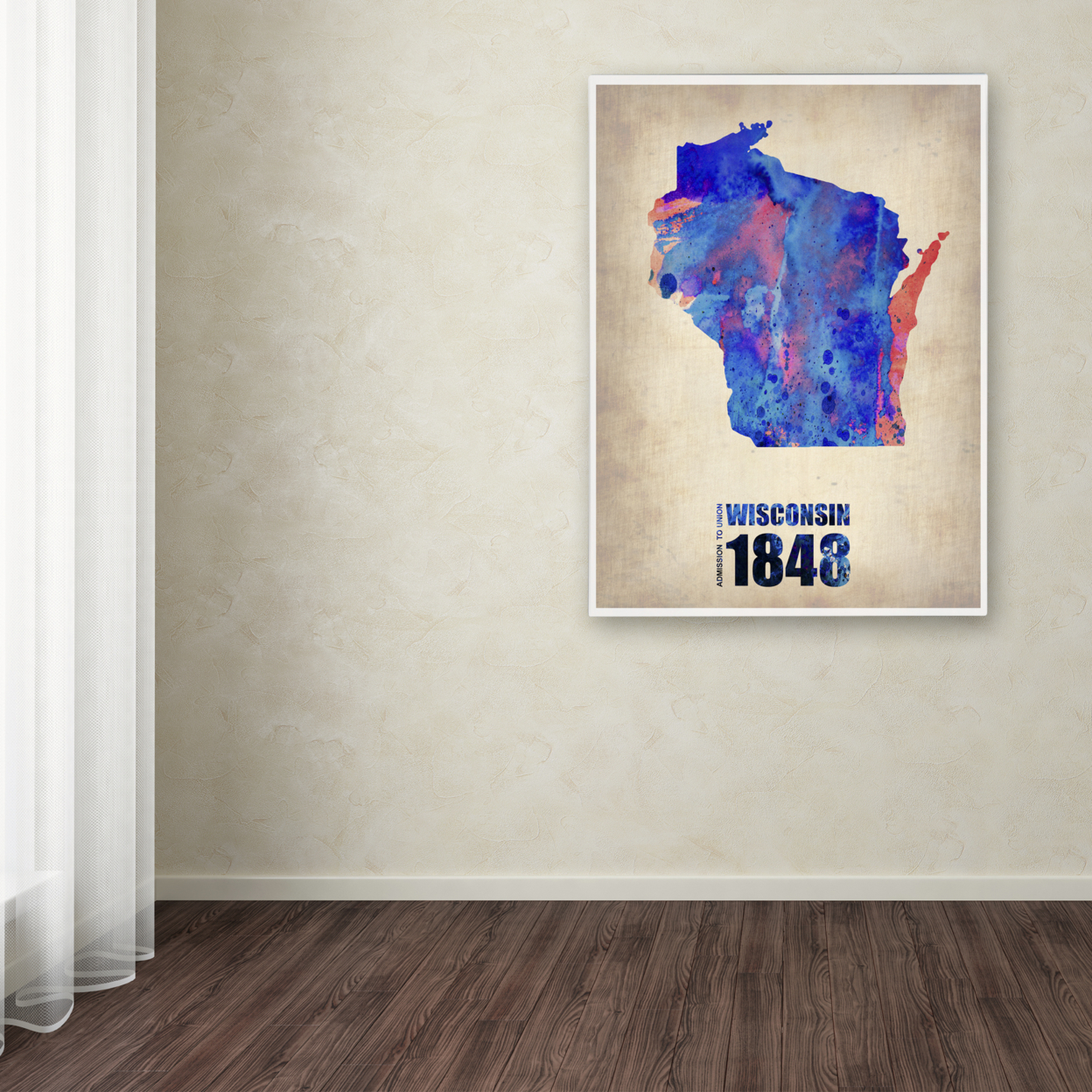 Naxart 'Wisconsin Watercolor Map' Canvas Wall Art 35 X 47 Inches