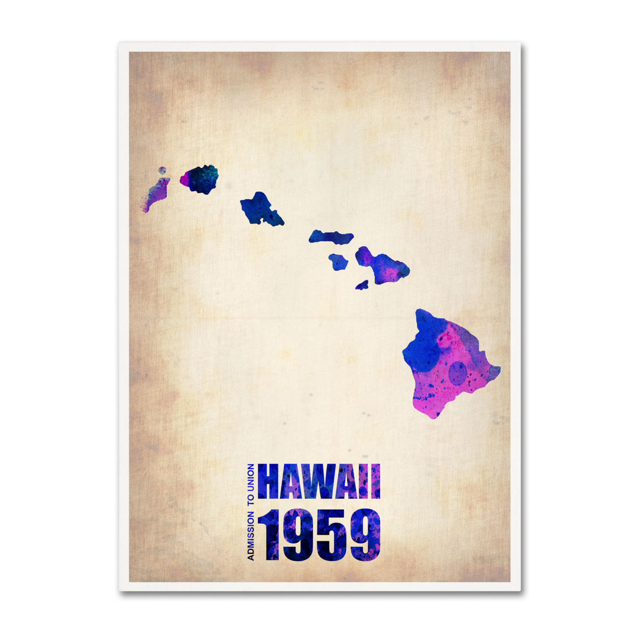 Naxart 'Hawaii Watercolor Map' Canvas Wall Art 35 X 47 Inches