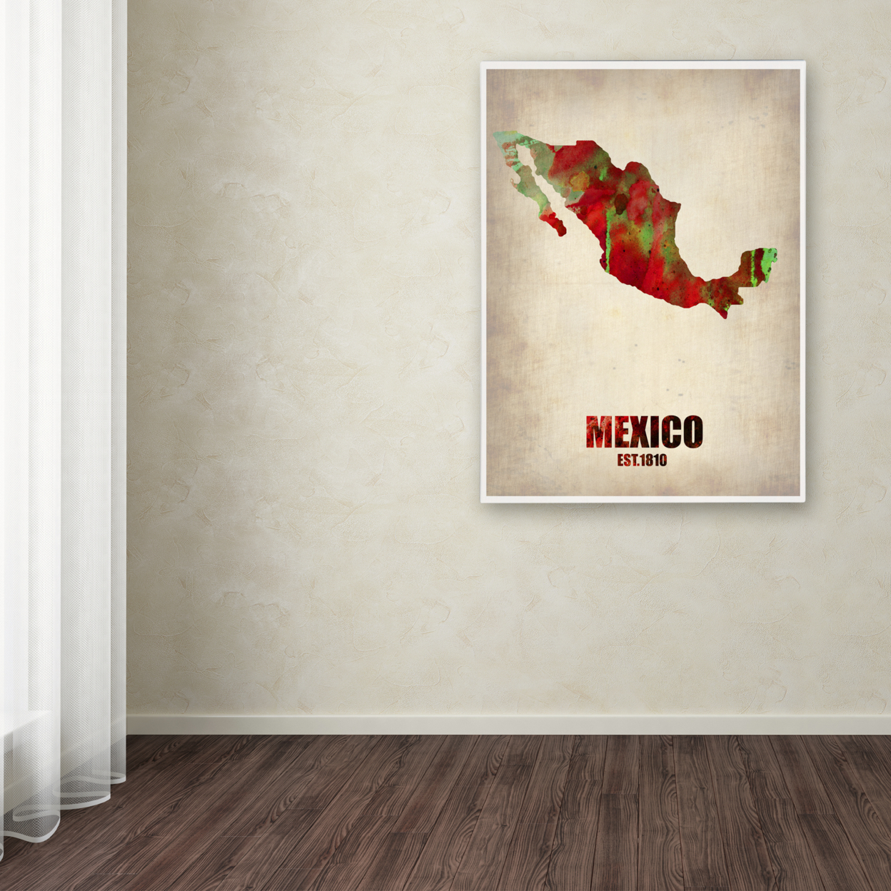 Naxart 'Mexico Watercolor Map' Canvas Wall Art 35 X 47 Inches