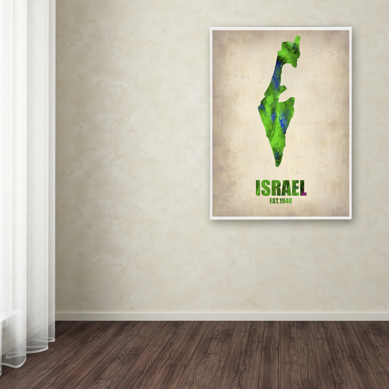 Naxart 'Israel Watercolor Map' Canvas Wall Art 35 X 47 Inches