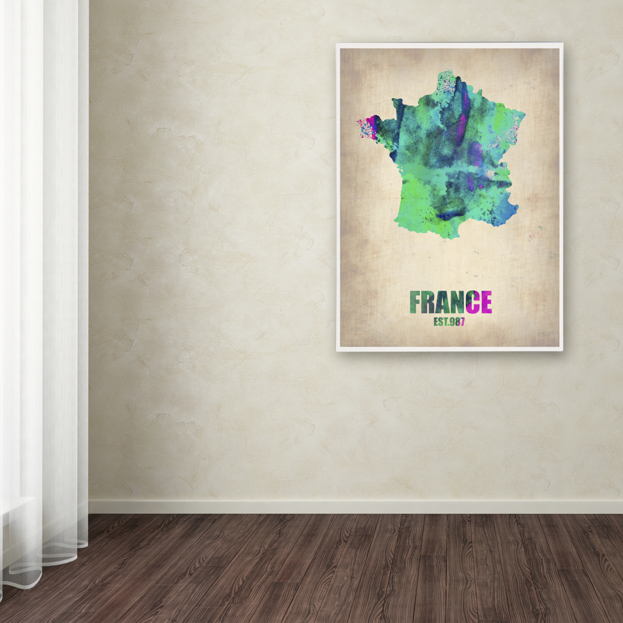 Naxart 'France Watercolor Map' Canvas Wall Art 35 X 47 Inches