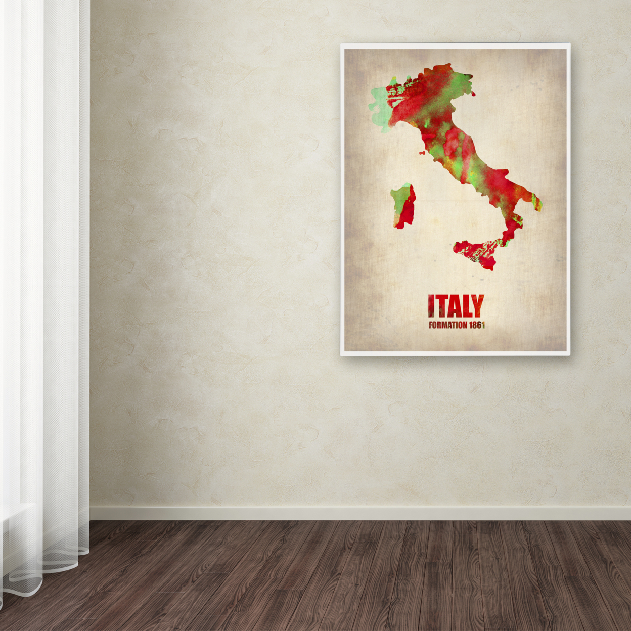 Naxart 'Italy Watercolor Map' Canvas Wall Art 35 X 47 Inches