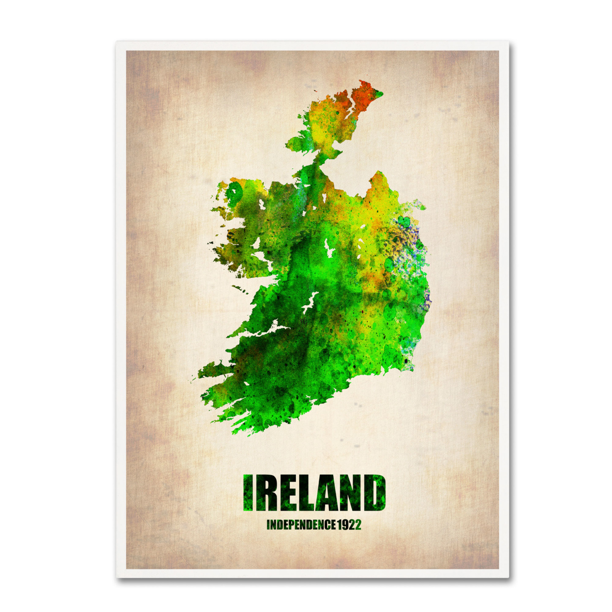 Naxart 'Ireland Watercolor Map' Canvas Wall Art 35 X 47 Inches