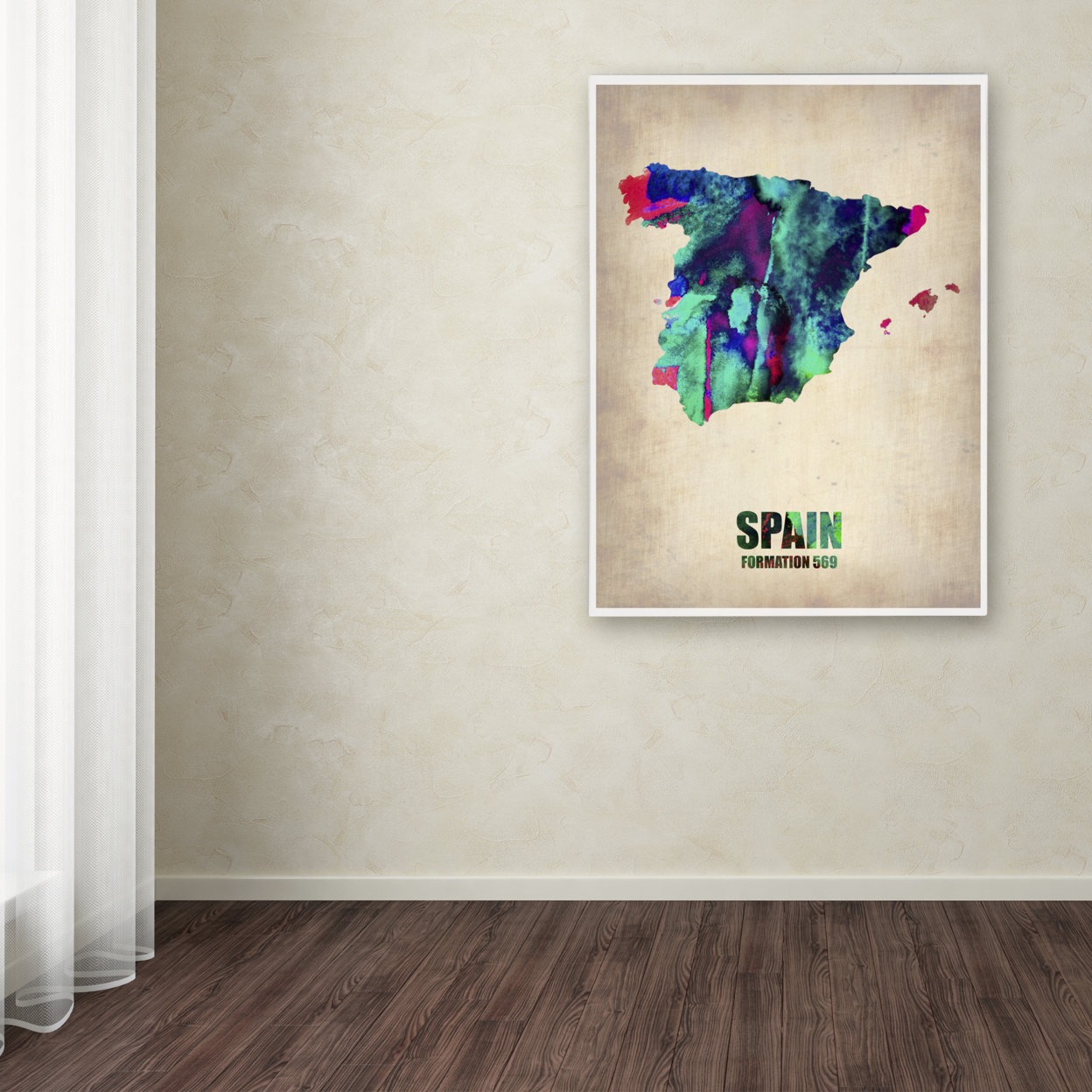 Naxart 'Spain Watercolor Map' Canvas Wall Art 35 X 47 Inches