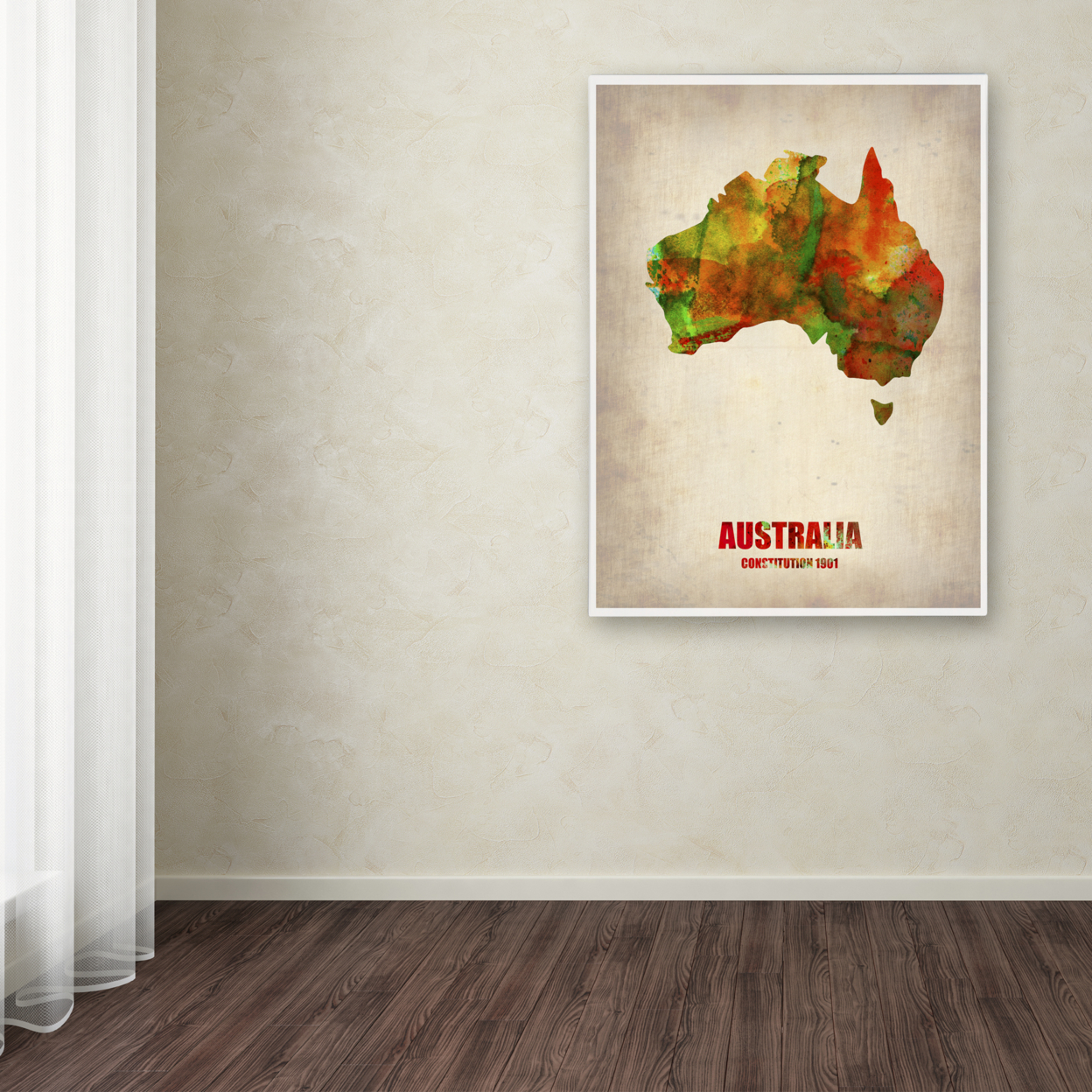 Naxart 'Australia Watercolor Map' Canvas Wall Art 35 X 47 Inches