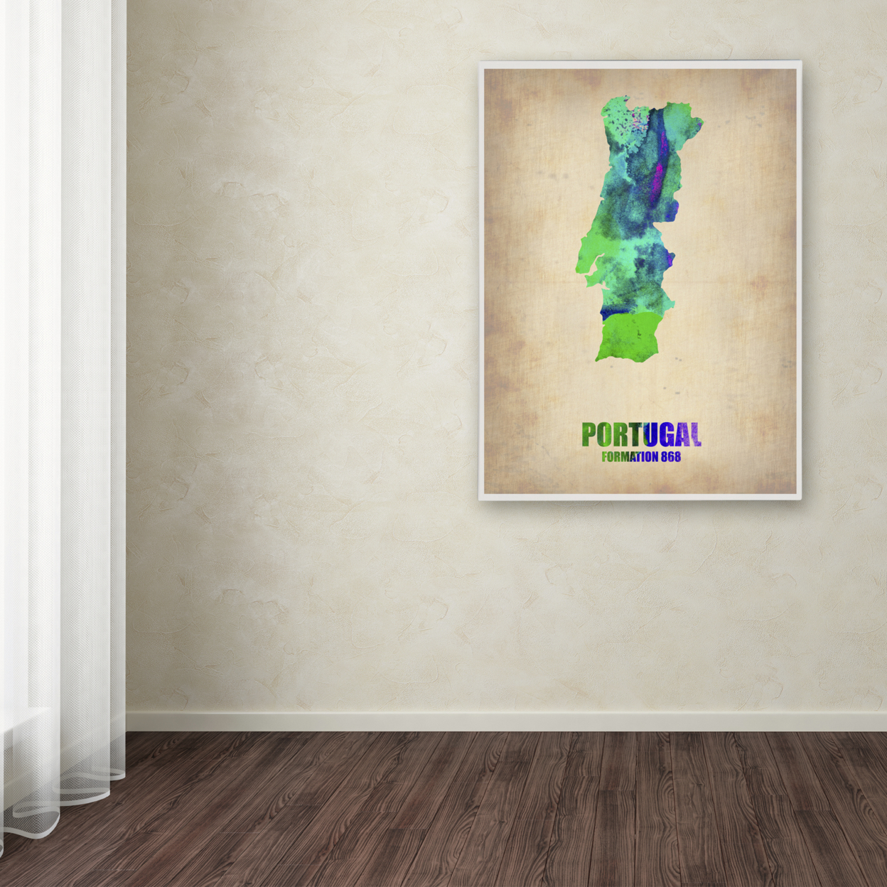 Naxart 'Portugal Watercolor Map' Canvas Wall Art 35 X 47 Inches