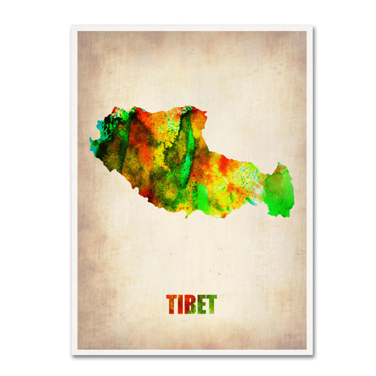Naxart 'Tibet Watercolor Map' Canvas Wall Art 35 X 47 Inches