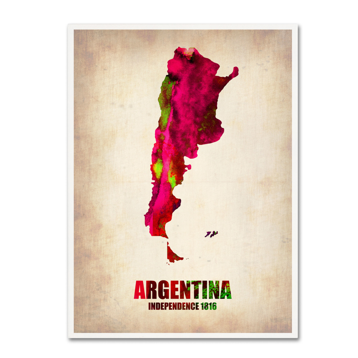 Naxart 'Argentina Watercolor Map' Canvas Wall Art 35 X 47 Inches