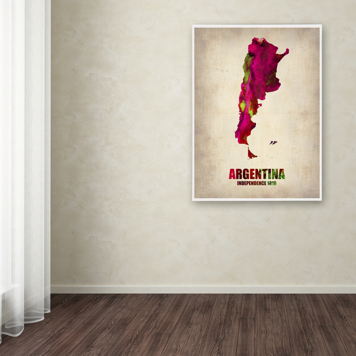 Naxart 'Argentina Watercolor Map' Canvas Wall Art 35 X 47 Inches