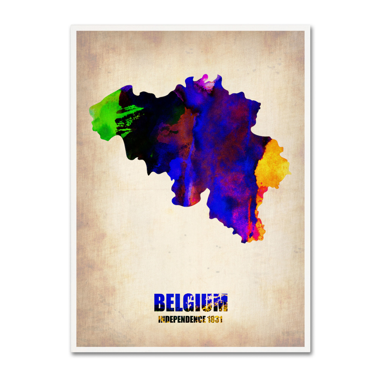 Naxart 'Belgium Watercolor Map' Canvas Wall Art 35 X 47 Inches