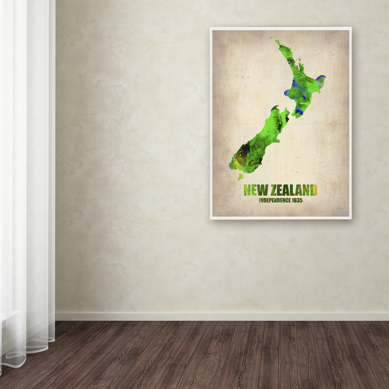 Naxart 'New Zealand Watercolor Map' Canvas Wall Art 35 X 47 Inches