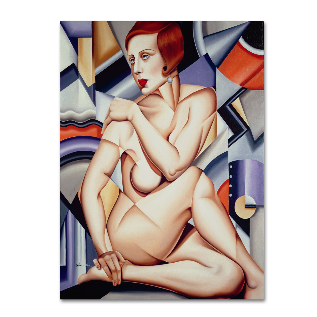 Catherine Abel 'Cubist Nude Orange And Purple' Canvas Wall Art 35 X 47 Inches