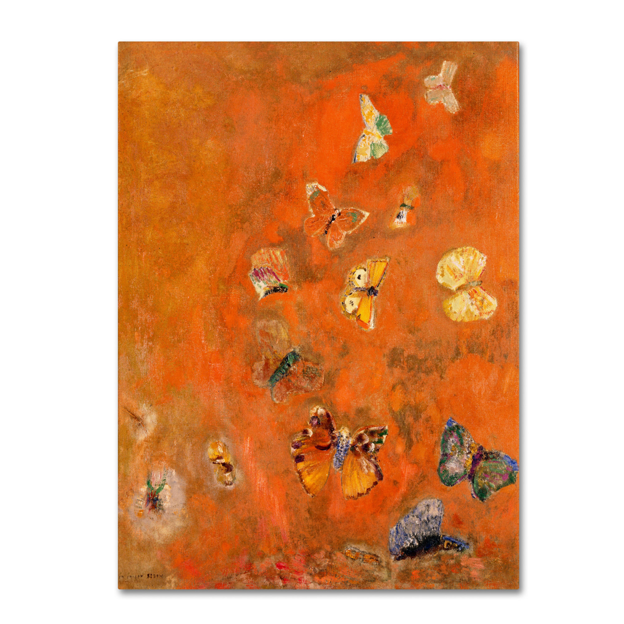 Odilon Redon 'Evocation Of Butterflies 1912' Canvas Wall Art 35 X 47 Inches