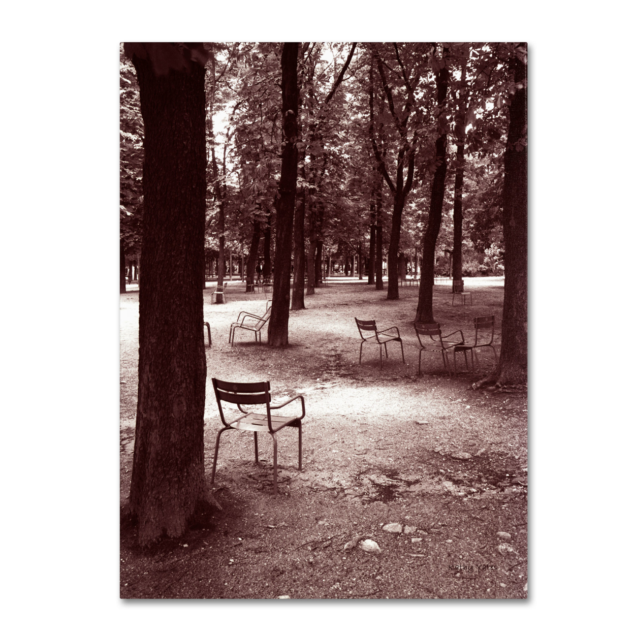 Kathy Yates 'Jardin Du Luxembourg Chairs' Canvas Wall Art 35 X 47 Inches