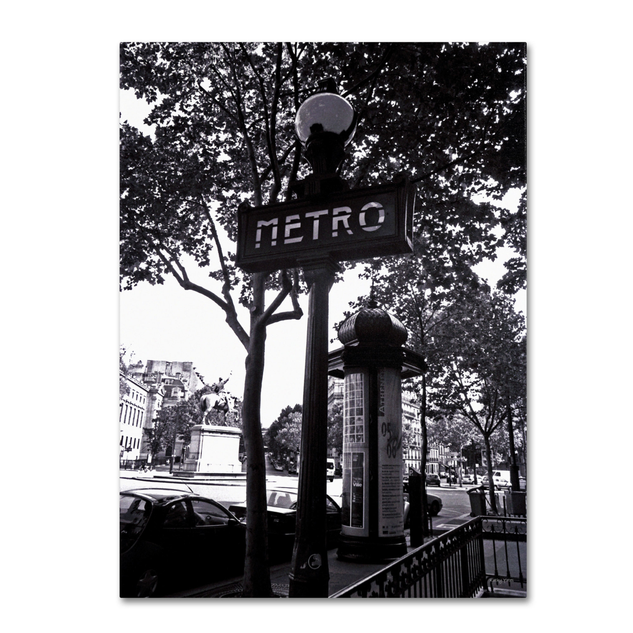 Kathy Yates 'Paris Metro And Kiosk' Canvas Wall Art 35 X 47 Inches